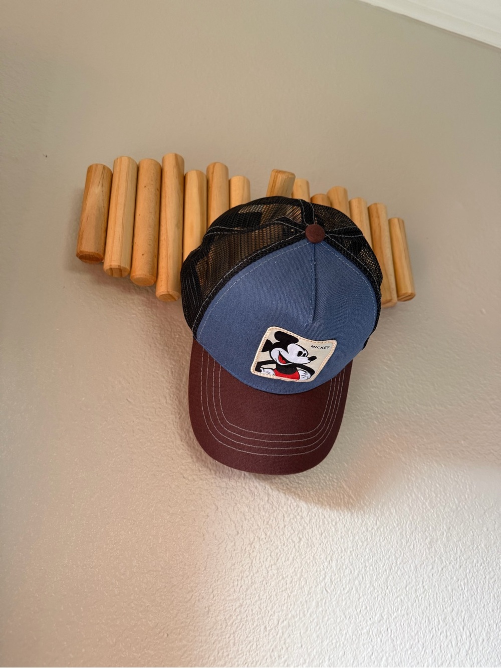 Disney Mickey Mouse Blue and Brown Mesh Trucker Hat